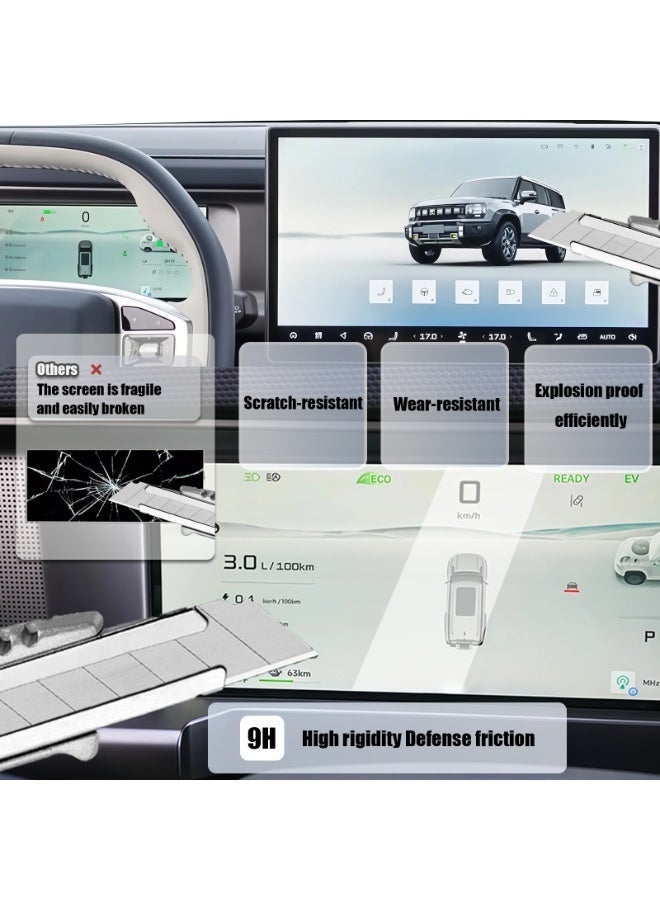كيل › حزمة من 2 واقي شاشة من الزجاج المقوى لسيارات Jetour T1/T2 2024-2026، تغطية كاملة لمجموعة العدادات مقاس 10.25 بوصة وشاشة التحكم المركزية مقاس 15.6 بوصة، 9H، مضاد للوهج، مضاد لبصمات الأصابع، 2024-2026 Jetour T1 ملحقات 2024-2026 Jetour T2 ملحقات - Image 3